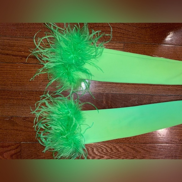 New! Miscreants Cupid Strapless Green Mini Dress with Feathers and Gloves 💚 sz 8 - Picture 7 of 11